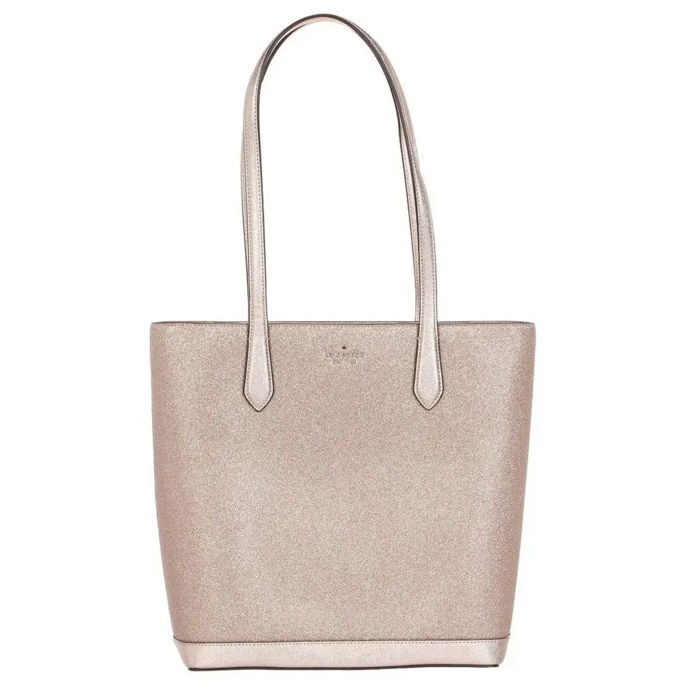 Kate Spade Tinsel Tote in Rose Gold Glitter Leather